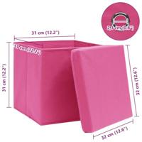Opbergboxen met deksel 4 st 32x32x32 cm stof roze - thumbnail