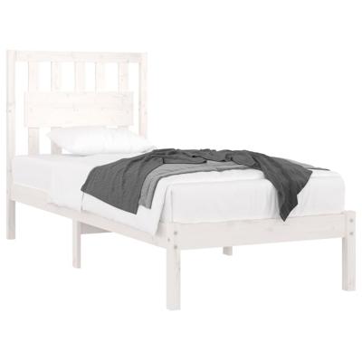 Bedframe massief grenenhout wit 90x190 cm