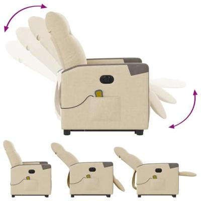 Sta-op-massagestoel elektrisch verstelbaar stof crèmekleurig