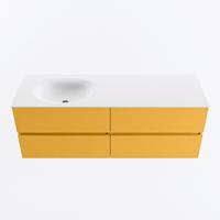 MONDIAZ VICA 140cm badmeubel onderkast Ocher 4 lades. Wastafel MOON links zonder kraangat, kleur Talc. - thumbnail