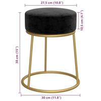Hocker rond fluweel zwart - thumbnail