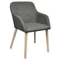 VidaXL Eetkamerstoelen 2 st stof en massief eikenhout lichtgrijs - thumbnail