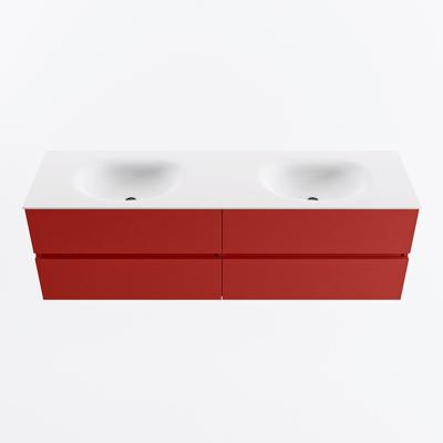 MONDIAZ VICA 160cm badmeubel onderkast Fire 4 lades. Wastafel MOON dubbel zonder kraangat, kleur Talc.