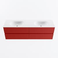 MONDIAZ VICA 160cm badmeubel onderkast Fire 4 lades. Wastafel MOON dubbel zonder kraangat, kleur Talc. - thumbnail