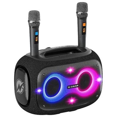 N-GEAR NRG600 - Bluetooth Speaker - Partybox met Verlichting + 2 Microfoons - IPX5 Waterdicht - Zwart - Black Friday