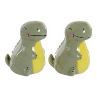 Zoutvaatje met deksel DKD Home Decor LC-173478 Dinosaurus Wit Groen Dolomite 6,6 x 7 x 7,7 cm (2 pcs) - thumbnail