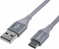 Amazon Basics Aansluitkabel, USB-C naar USB-A, USB 2.0 standaard, dubbel gevlochten nylon, 3 m, donkergrijs - thumbnail