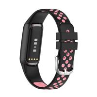 Fitbit Luxe - Siliconen sportbandje - Maat: Large - Zwart + roze - thumbnail