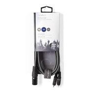 XLR-Audiokabel | XLR 3-pins male - 2x RCA male | 1,5 m | Grijs