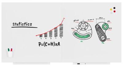 Rocada Whiteboard 6525PRO-DUO (b x h) 200 cm x 100 cm Wit (RAL 9003) Kunststof coating Incl. opbergbakje, Horizontaal- of verticaalformaat