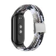 Braided nylon bandje - Grijs met wit - Xiaomi Smart Band 8 / 9 / 10 Braided nylon bandje - Grijs met wit - Xiaomi Smart Band 8 / 9 / 10