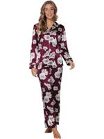 Pastunette Dames Pyjama Satijn - Lange mouwen - Burgundy - thumbnail