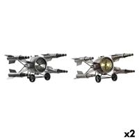 Tafelklok DKD Home Decor Gouden Zilverkleurig Ruimteschip Loft (2 Stuks) - thumbnail