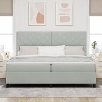 Boxspring bed met matras Lichtgrijs 200 x 200 cm Fluweel - thumbnail