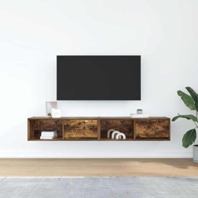Tv-meubelen 2 st 80x31x25,5cm bewerkt hout gerookt eikenkleurig Tv-meubelen 2 st 80x31x25,5cm bewerkt hout gerookt eikenkleurig