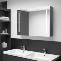 Badkamerkast met spiegel en LED 89x14x62 cm grijs - thumbnail