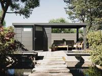 Telluria | Tuinhuis Classico 2424 met Overkapping Lounge Small | Rechts | Lichtgrijs - thumbnail