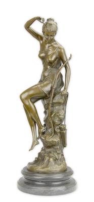 EEN BRONZEN BEELD VAN DIANA DE JAGER