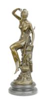 EEN BRONZEN BEELD VAN DIANA DE JAGER - thumbnail
