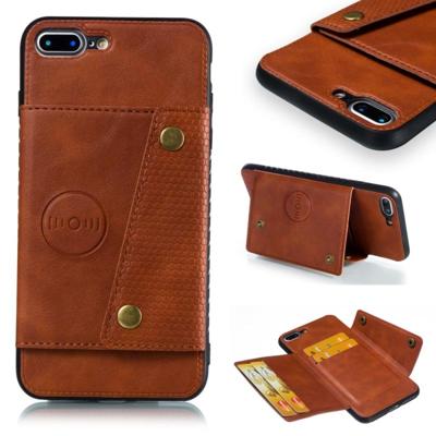iPhone 7 Plus & 8 Plus magnetisch PU leren back cover Hoesje met opbergruimte voor pinpassen (bruin) iPhone 7 Plus & 8 Plus magnetisch PU leren back cover Hoesje met opbergruimte voor pinpassen (bruin)