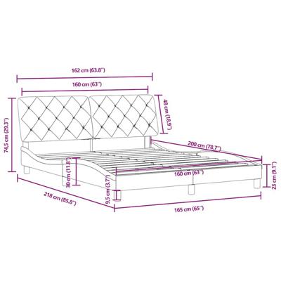 Bedframe zonder matras 160x200 cm fluweel donkergroen