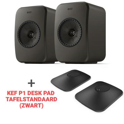 KEF Combi Deal LSX II LT + KEF P1 Desk pad tafelstandaard - Zwart