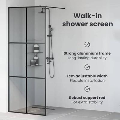 VidaXL Inloop douche wand zwart 90 x 195 cm gehard glas VidaXL Inloop douche wand zwart 90 x 195 cm gehard glas