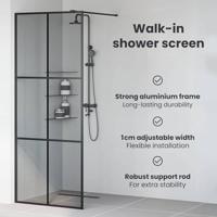 VidaXL Inloop douche wand zwart 80 x 195 cm gehard glas - thumbnail