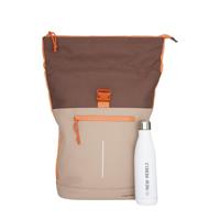 New Rebels Ferron New York Rolltop Rugzak 16L - Rolltop Werktas / Schooltas Laptop Rugtas Coffee - thumbnail
