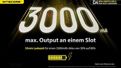 NiteCore CI4 Batterijlader Li-ion, NiCd, NiMH 10440, 14500, 14650, 16500, 16340, 16650, 17350, 17500, 17650, 17670, 18350, 18490, 18500, 18650, 18700, 21700,