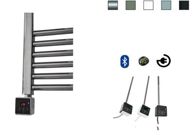 Elektrische Design Radiator Sanicare Plug & Play 172x45 cm Mat Zwart 596 Watt Met Chroom Thermostaat En Bluetooth Links Sanicare