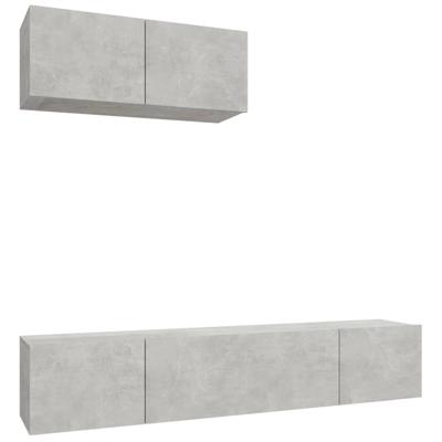3-delige Tv-meubelset bewerkt hout betongrijs - thumbnail