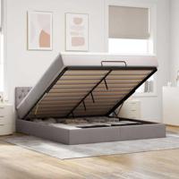 Ottoman bed met matras 160x200cm stof taupe - thumbnail