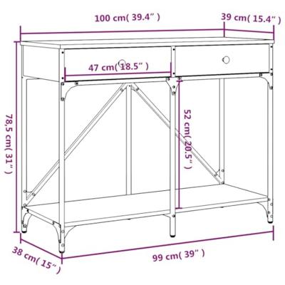 Wandtafel 100x39x78,5 cm bewerkt hout bruin eikenkleur - thumbnail