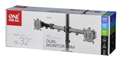 Smart Monitor Mount - ONE FOR ALL - VESA 100 - Dubbele arm - 13" en 32" - Max. 8 kg - Verstelbare hoogte - Zwart Smart Monitor Mount - ONE FOR ALL - VESA 100 - Dubbele arm - 13" en 32" - Max. 8 kg - Verstelbare hoogte - Zwart