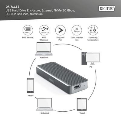 Digitus DA-71157 behuizing voor opslagstations SDD-behuizing Zwart M.2 - thumbnail