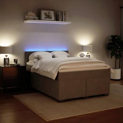 Boxspring met matras fluweel lichtgrijs 160x200 cm