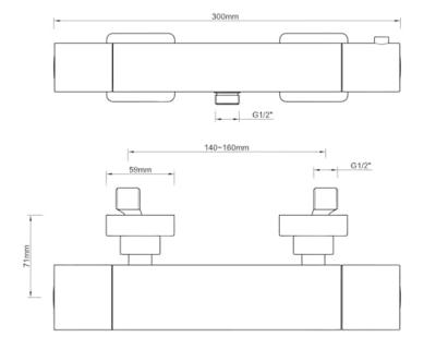 Wiesbaden Rombo therm. douchekraan vierk. chroom