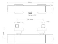 Wiesbaden Rombo therm. douchekraan vierk. chroom - thumbnail