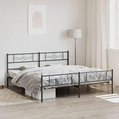 Bedframe met hoofd- en voeteneinde metaal zwart 200x200 cm
