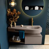 MONDIAZ RIVA 120cm badmeubel onderkast / planchet kleur Smoke met 1 lade. Wastafel DULCET rechts 1 kraangat kleur Smoke. - thumbnail