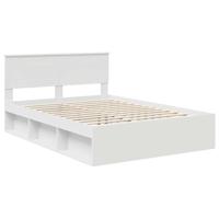 Bedframe met hoofdeinde Wit 140 x 190 cm Bewerkt hout - thumbnail