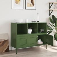 Dressoir 100,5x39x79 cm koudgewalst staal olijfgroen - thumbnail