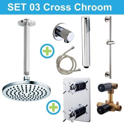 Wiesbaden inbouw regendouche set 03 Cross Chroom Wiesbaden inbouw regendouche set 03 Cross Chroom