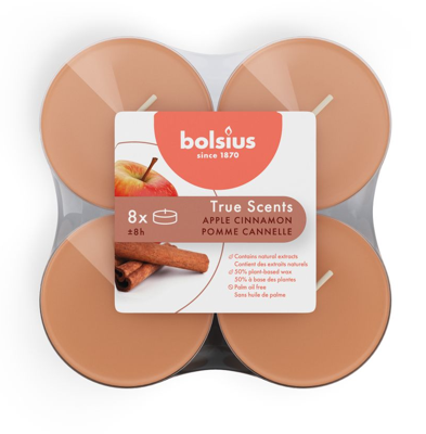 Bolsius True Scents Maxilichten Appel Kaneel 8 Stuks
