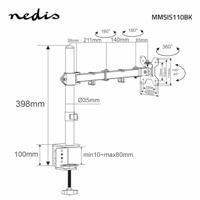 Nedis MMSIS110BK Monitorbeugel Voor Bureaus 1 Scherm(en) 15 - 32 " 75x75 / 100x100 Draai- En Kantelbaar - thumbnail