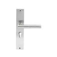 Hardbrass Deurkruk Toledo op rechthoekig langschild profielcilindergat 55mm - RVS - thumbnail