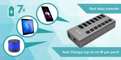 i-tec USB 3.0 Charging HUB 7 port + Power Adapter usb-hub