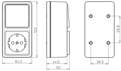 KOPP - Wandcontactdoos - Standard - Opbouw - 1-voudig Stopcontact - 1-voudig Wisselschakelaar - Randaarde - Arctic Glans Wit
