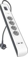 Belkin Spanningsbeveiliger met 4 stopcontacten en 2 USB-poorten stekkerdoos - thumbnail